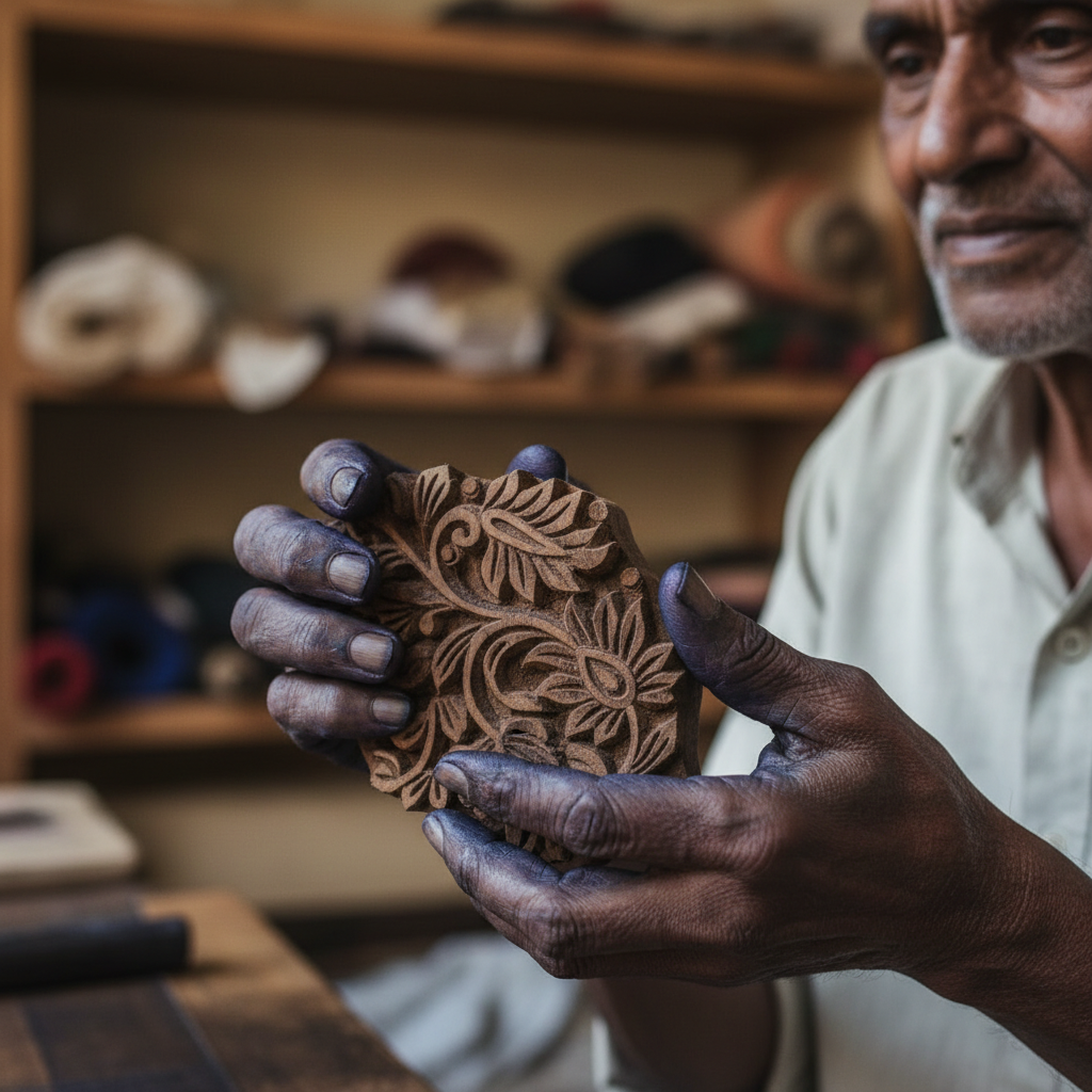 Indigo stained artisan hands
